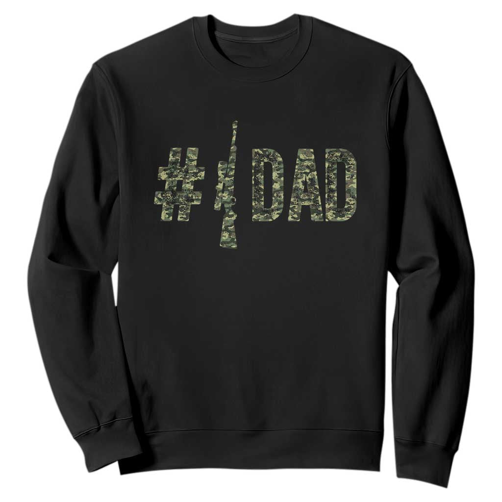 Funny No 1 Hunting Dad Sweatshirt Number One Hunter Fathers Day TS11 Black Print Your Wear