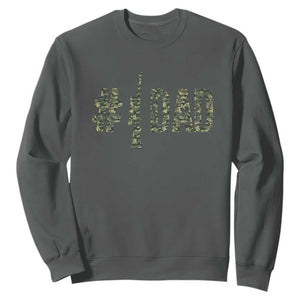 Funny No 1 Hunting Dad Sweatshirt Number One Hunter Fathers Day TS11 Dark Heather Print Your Wear