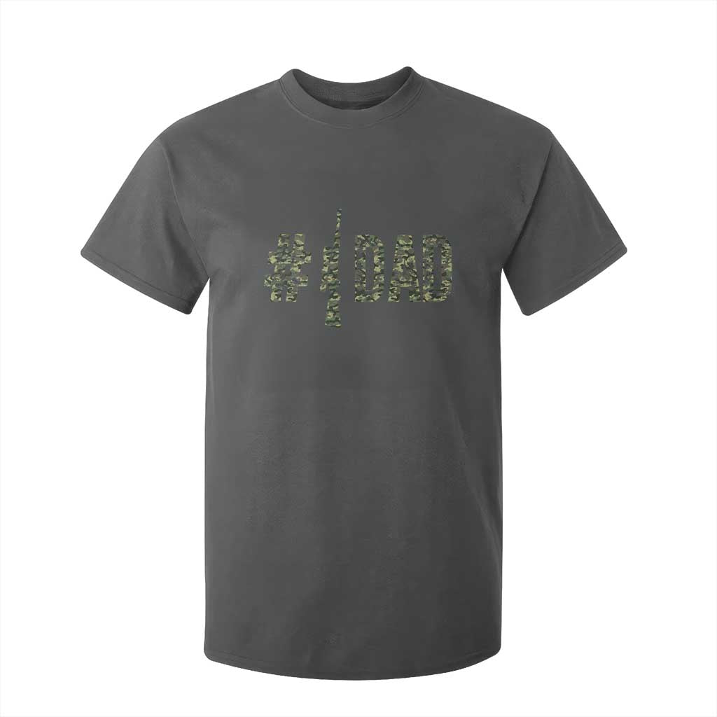 Funny No 1 Hunting Dad T Shirt For Kid Number One Hunter Fathers Day TS11 Dark Heather Print Your Wear
