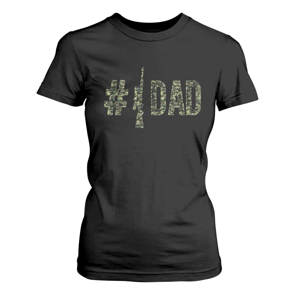 Funny No 1 Hunting Dad T Shirt For Women Number One Hunter Fathers Day TS11 Black Print Your Wear