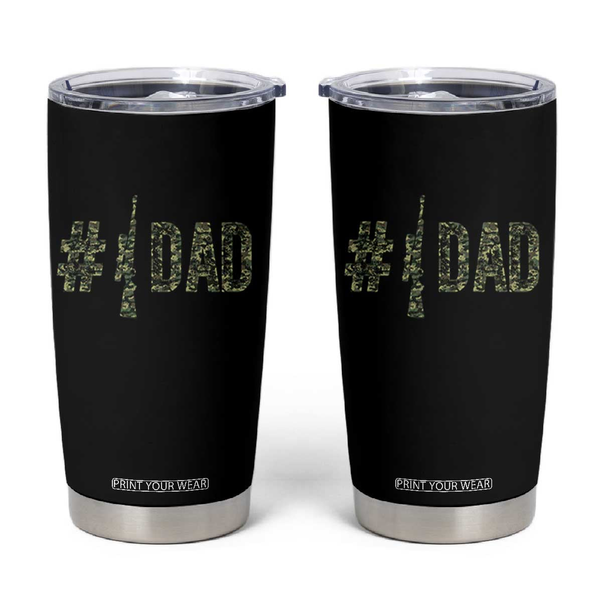 Funny No 1 Hunting Dad Tumbler Cup Number One Hunter Fathers Day TS11 Black Print Your Wear