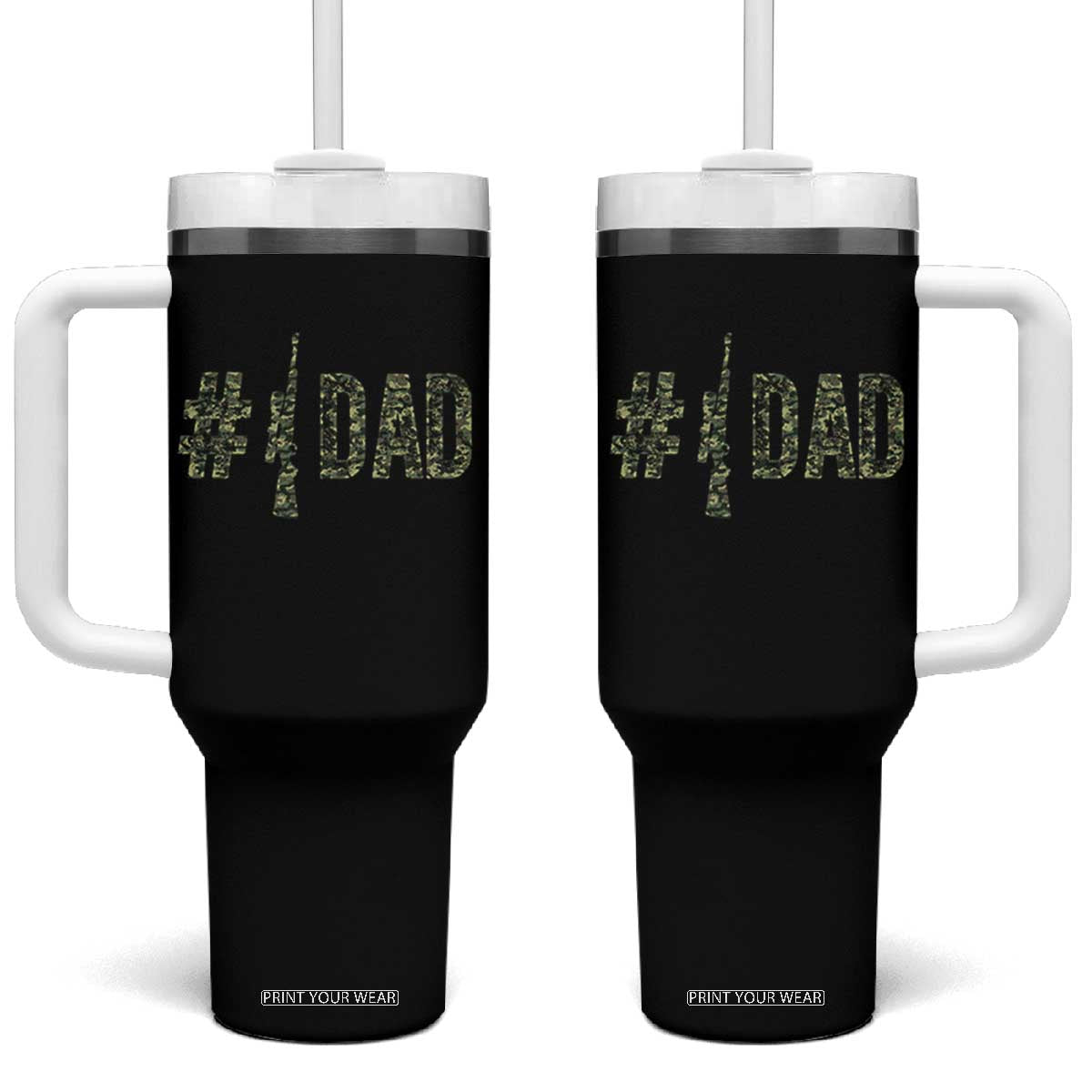 Funny No 1 Hunting Dad Tumbler With Handle Number One Hunter Fathers Day TS11 One Size: 40 oz Black Print Your Wear