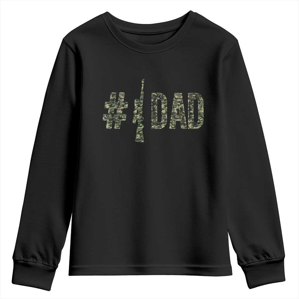 Funny No 1 Hunting Dad Youth Sweatshirt Number One Hunter Fathers Day TS11 Black Print Your Wear