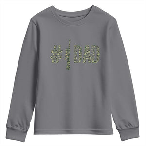 Funny No 1 Hunting Dad Youth Sweatshirt Number One Hunter Fathers Day TS11 Charcoal Print Your Wear