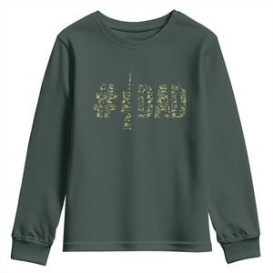 Funny No 1 Hunting Dad Youth Sweatshirt Number One Hunter Fathers Day TS11 Dark Forest Green Print Your Wear