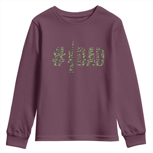 Funny No 1 Hunting Dad Youth Sweatshirt Number One Hunter Fathers Day TS11 Maroon Print Your Wear