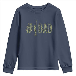Funny No 1 Hunting Dad Youth Sweatshirt Number One Hunter Fathers Day TS11 Navy Print Your Wear