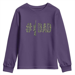 Funny No 1 Hunting Dad Youth Sweatshirt Number One Hunter Fathers Day TS11 Purple Print Your Wear