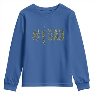 Funny No 1 Hunting Dad Youth Sweatshirt Number One Hunter Fathers Day TS11 Royal Blue Print Your Wear