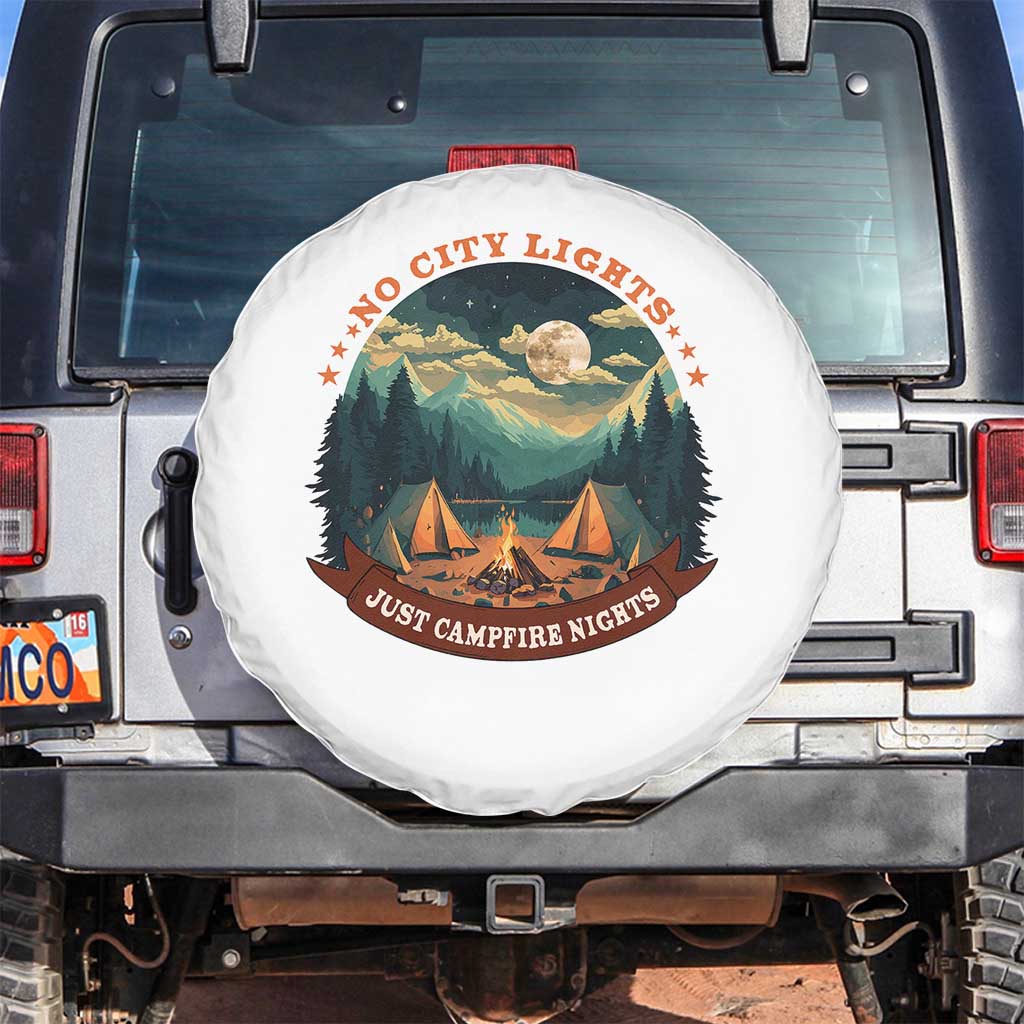 Funny No City Lights Just Campfire Nights Spare Tire Cover TS11 No hole White Print Your Wear