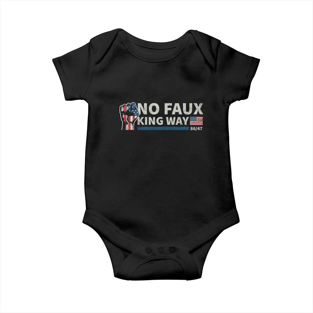 Funny No Faux King Way 8647 Baby Onesie Vintage American Flag TS11 Black Print Your Wear