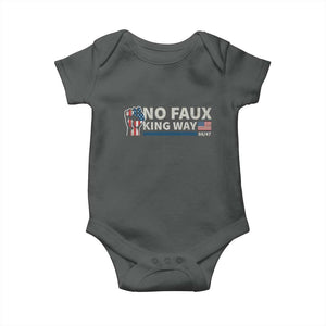 Funny No Faux King Way 8647 Baby Onesie Vintage American Flag TS11 Dark Heather Print Your Wear