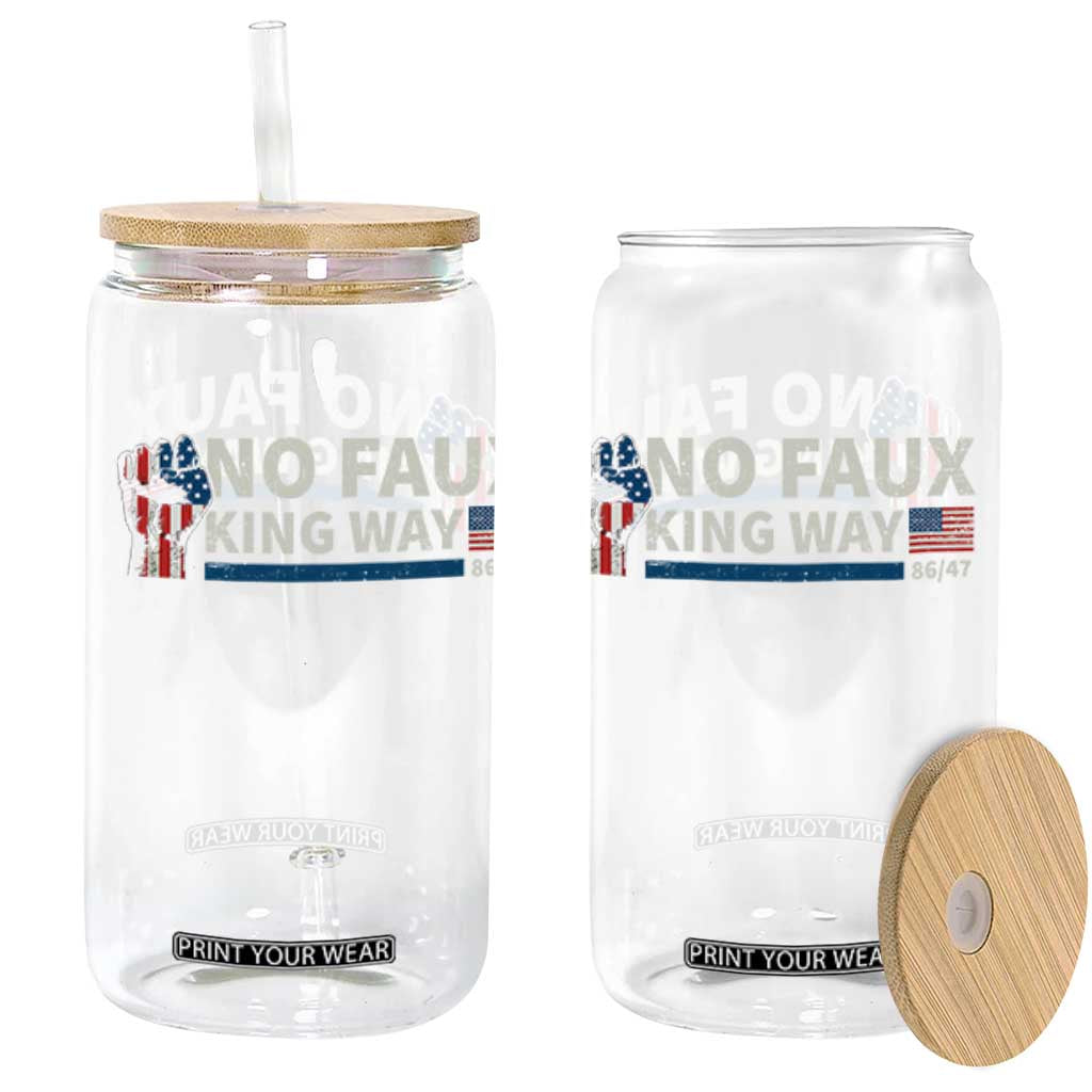 Funny No Faux King Way 8647 Glass Can Vintage American Flag TS11 Black Print Your Wear