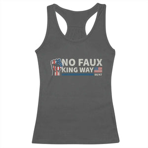 Funny No Faux King Way 8647 Racerback Tank Top Vintage American Flag TS11 Dark Heather Print Your Wear