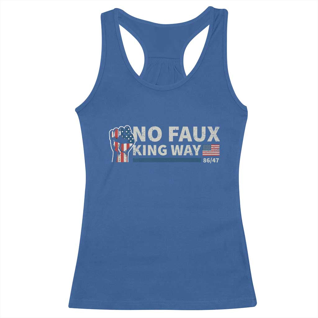 Funny No Faux King Way 8647 Racerback Tank Top Vintage American Flag TS11 Royal Blue Print Your Wear