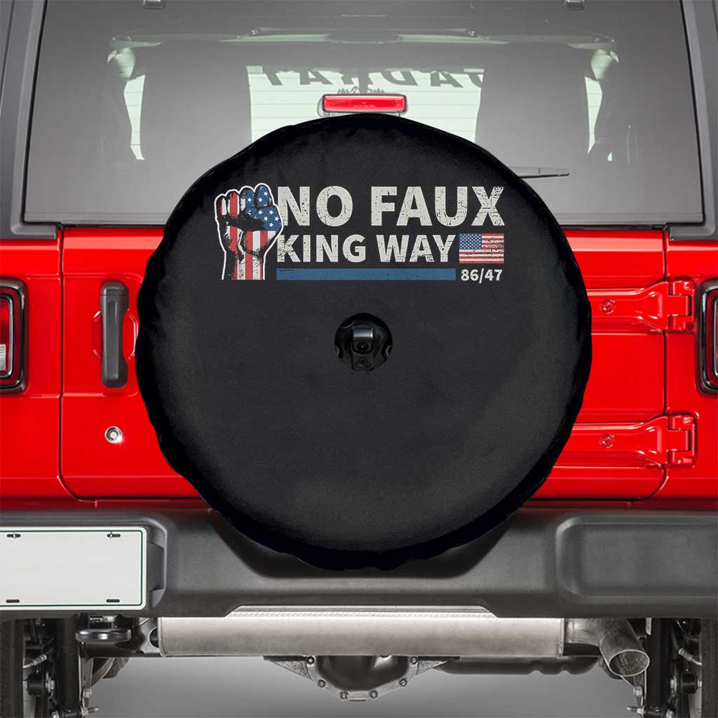Funny No Faux King Way 8647 Spare Tire Cover Vintage American Flag TS11 Black Print Your Wear
