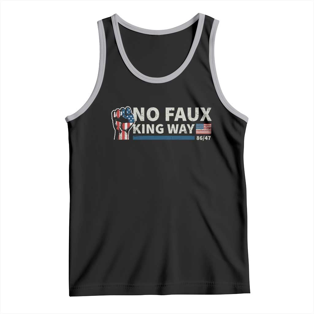 Funny No Faux King Way 8647 Tank Top Vintage American Flag TS11 Black Athletic Heather Print Your Wear