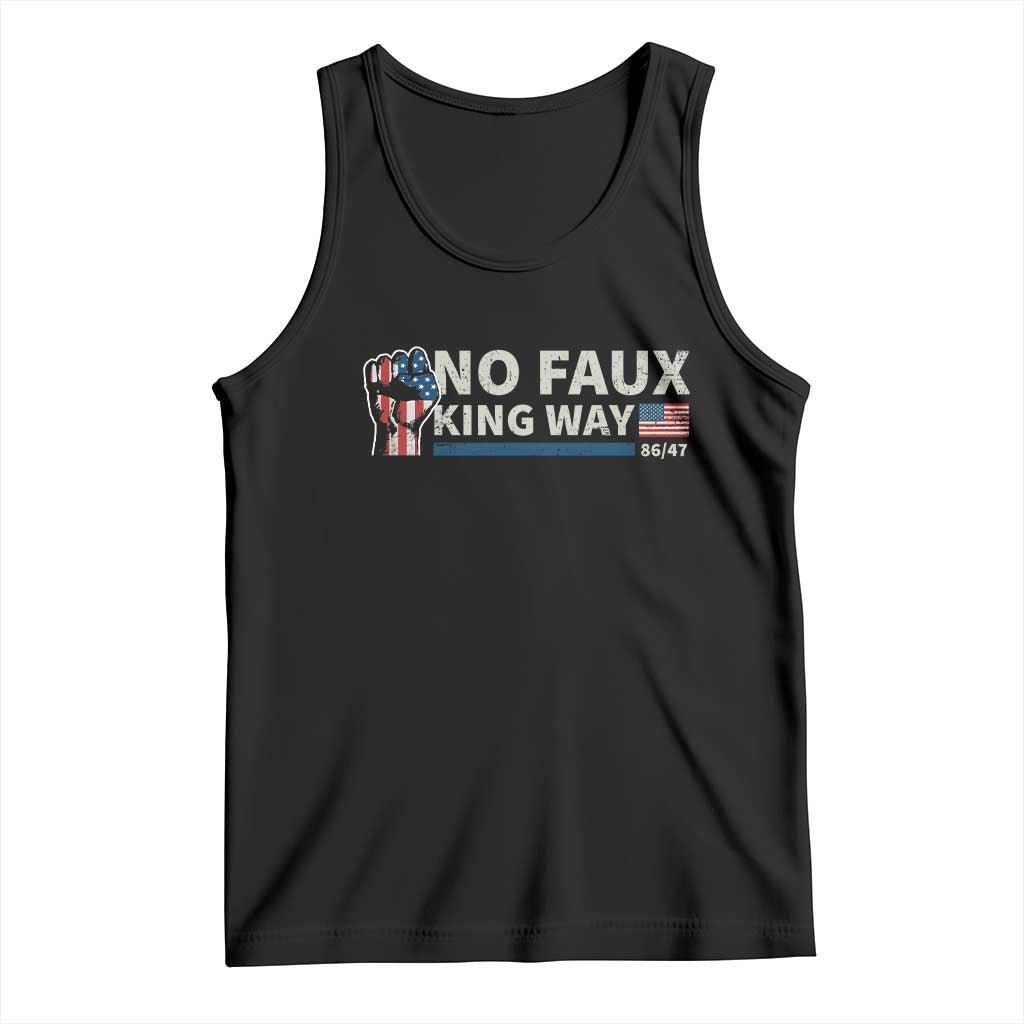 Funny No Faux King Way 8647 Tank Top Vintage American Flag TS11 Black Print Your Wear