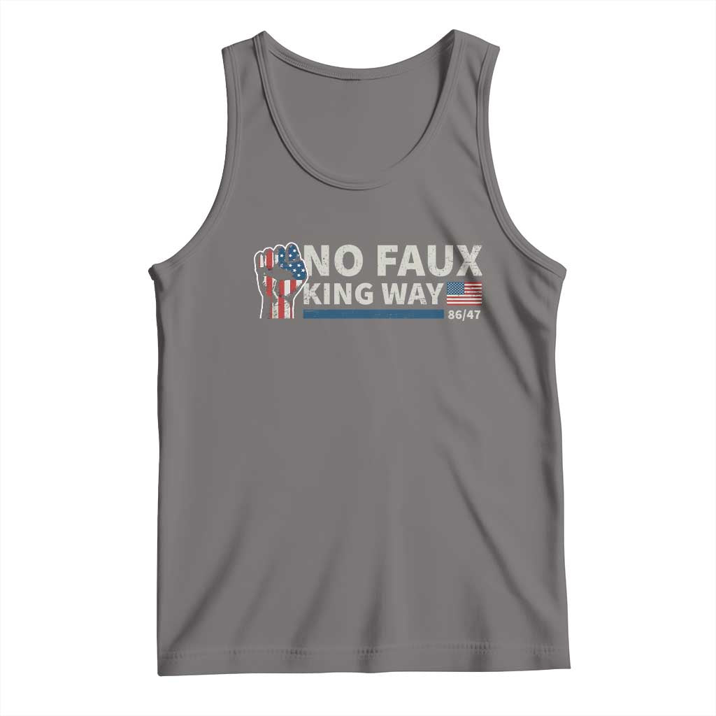Funny No Faux King Way 8647 Tank Top Vintage American Flag TS11 Deep Heather Print Your Wear