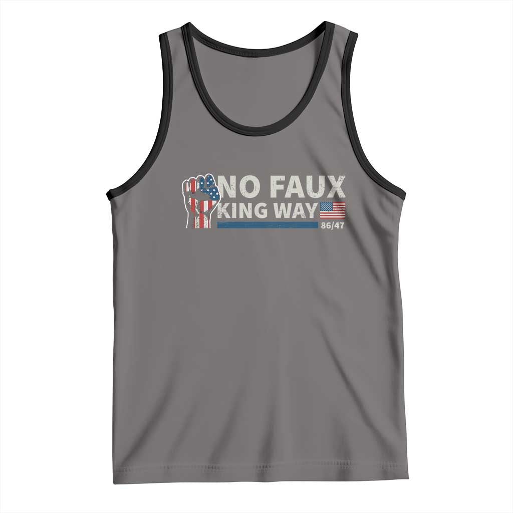 Funny No Faux King Way 8647 Tank Top Vintage American Flag TS11 Deep Heather Black Print Your Wear
