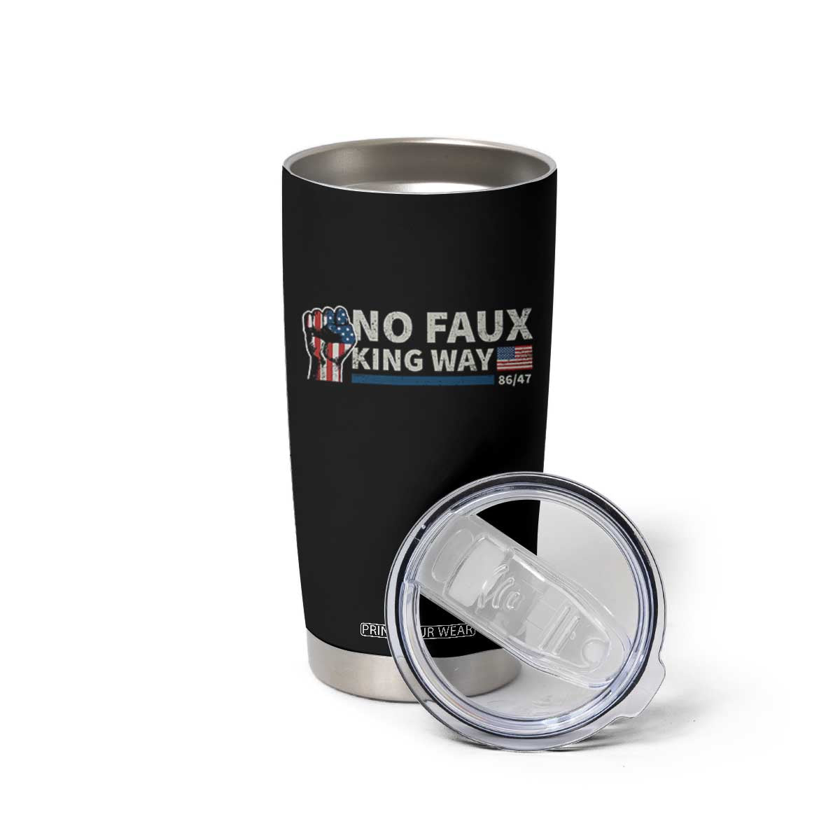 Funny No Faux King Way 8647 Tumbler Cup Vintage American Flag TS11 Print Your Wear