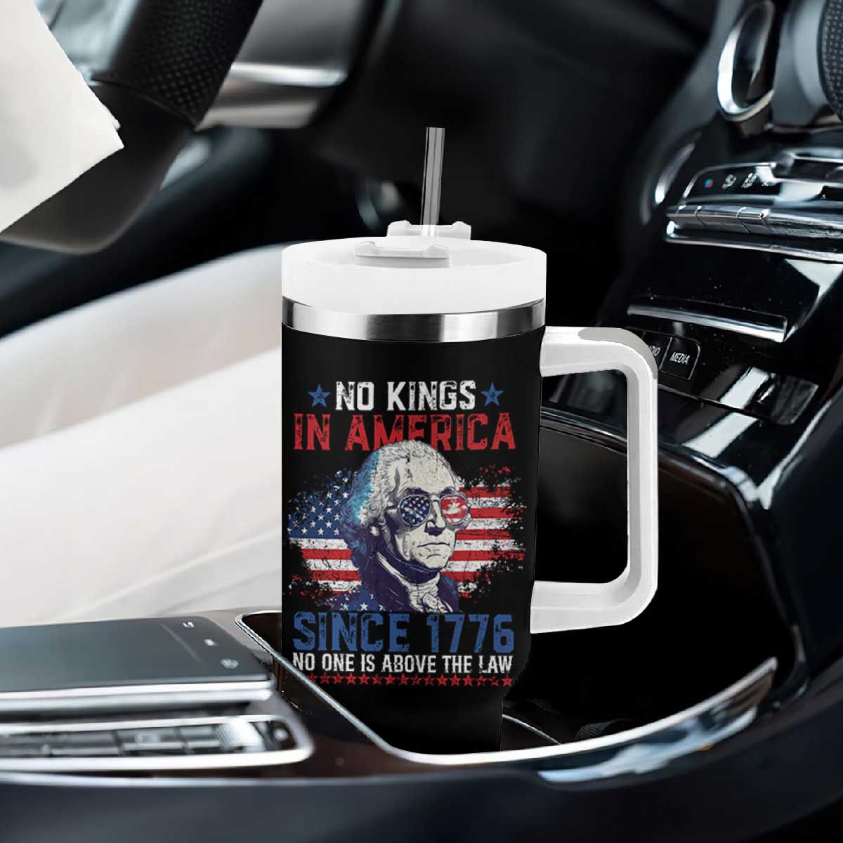 Funny No King In America Since 1776 No One Is Above The Law Tumbler With Handle George Washington TS11 Print Your Wear