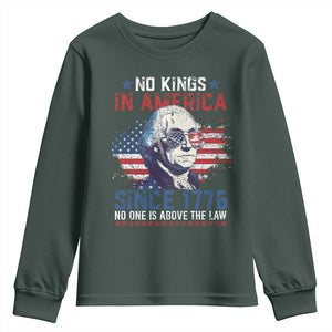 Funny No King In America Since 1776 No One Is Above The Law Youth Sweatshirt George Washington TS11 Dark Forest Green Print Your Wear
