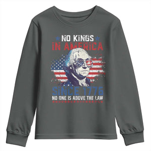 Funny No King In America Since 1776 No One Is Above The Law Youth Sweatshirt George Washington TS11 Dark Heather Print Your Wear