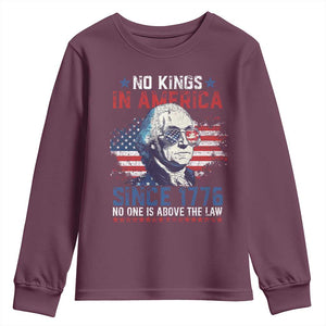 Funny No King In America Since 1776 No One Is Above The Law Youth Sweatshirt George Washington TS11 Maroon Print Your Wear