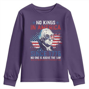 Funny No King In America Since 1776 No One Is Above The Law Youth Sweatshirt George Washington TS11 Purple Print Your Wear