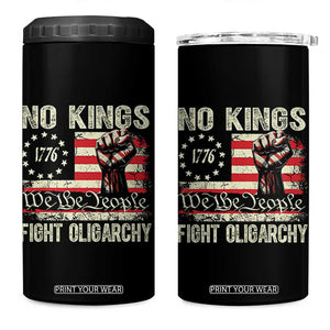 Funny No Kings Fight Oligarchy 4 in 1 Can Cooler Tumbler Betsy Ross Flag Hand Fist TS11 One Size: 16 oz Black Print Your Wear