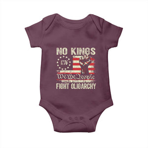 Funny No Kings Fight Oligarchy Baby Onesie Betsy Ross Flag Hand Fist TS11 Maroon Print Your Wear