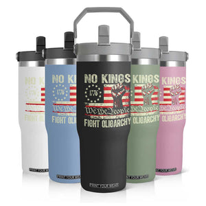 Funny No Kings Fight Oligarchy Flip Straw Tumbler Betsy Ross Flag Hand Fist TS11 Print Your Wear
