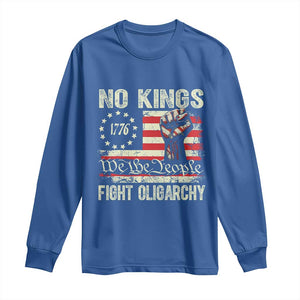 Funny No Kings Fight Oligarchy Long Sleeve Shirt Betsy Ross Flag Hand Fist TS11 Royal Blue Print Your Wear