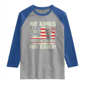 Funny No Kings Fight Oligarchy Raglan Shirt Betsy Ross Flag Hand Fist TS11 Sport Gray Royal Print Your Wear