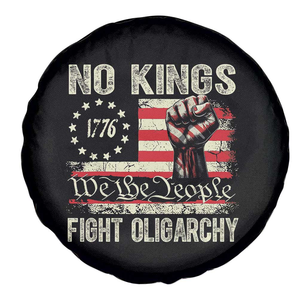 Funny No Kings Fight Oligarchy Spare Tire Cover Betsy Ross Flag Hand Fist TS11 Print Your Wear