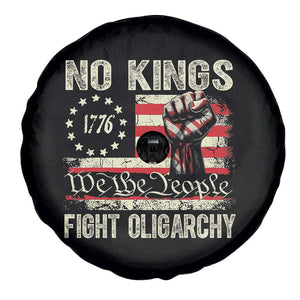 Funny No Kings Fight Oligarchy Spare Tire Cover Betsy Ross Flag Hand Fist TS11 Print Your Wear