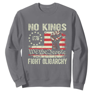 Funny No Kings Fight Oligarchy Sweatshirt Betsy Ross Flag Hand Fist TS11 Charcoal Print Your Wear