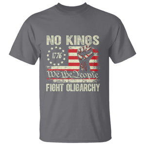 Funny No Kings Fight Oligarchy T Shirt Betsy Ross Flag Hand Fist TS11 Charcoal Print Your Wear