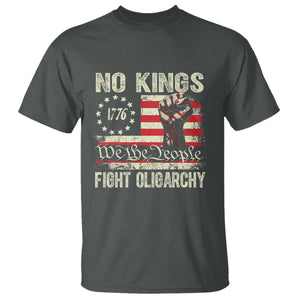 Funny No Kings Fight Oligarchy T Shirt Betsy Ross Flag Hand Fist TS11 Dark Heather Print Your Wear