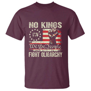 Funny No Kings Fight Oligarchy T Shirt Betsy Ross Flag Hand Fist TS11 Maroon Print Your Wear