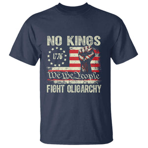 Funny No Kings Fight Oligarchy T Shirt Betsy Ross Flag Hand Fist TS11 Navy Print Your Wear