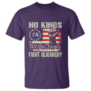 Funny No Kings Fight Oligarchy T Shirt Betsy Ross Flag Hand Fist TS11 Purple Print Your Wear