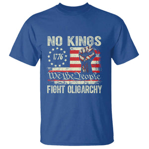 Funny No Kings Fight Oligarchy T Shirt Betsy Ross Flag Hand Fist TS11 Royal Blue Print Your Wear