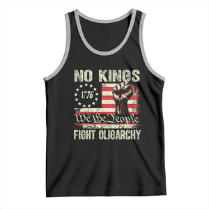 Funny No Kings Fight Oligarchy Tank Top Betsy Ross Flag Hand Fist TS11 Black Athletic Heather Print Your Wear