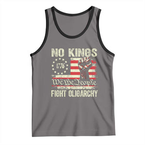 Funny No Kings Fight Oligarchy Tank Top Betsy Ross Flag Hand Fist TS11 Deep Heather Black Print Your Wear