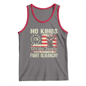 Funny No Kings Fight Oligarchy Tank Top Betsy Ross Flag Hand Fist TS11 Deep Heather Red Print Your Wear