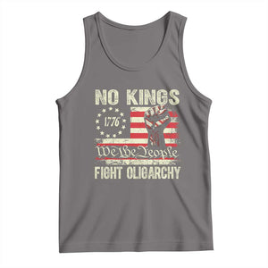 Funny No Kings Fight Oligarchy Tank Top Betsy Ross Flag Hand Fist TS11 Deep Heather Print Your Wear