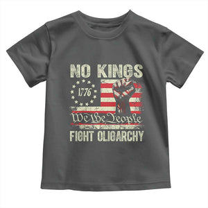 Funny No Kings Fight Oligarchy Toddler T Shirt Betsy Ross Flag Hand Fist TS11 Dark Heather Print Your Wear