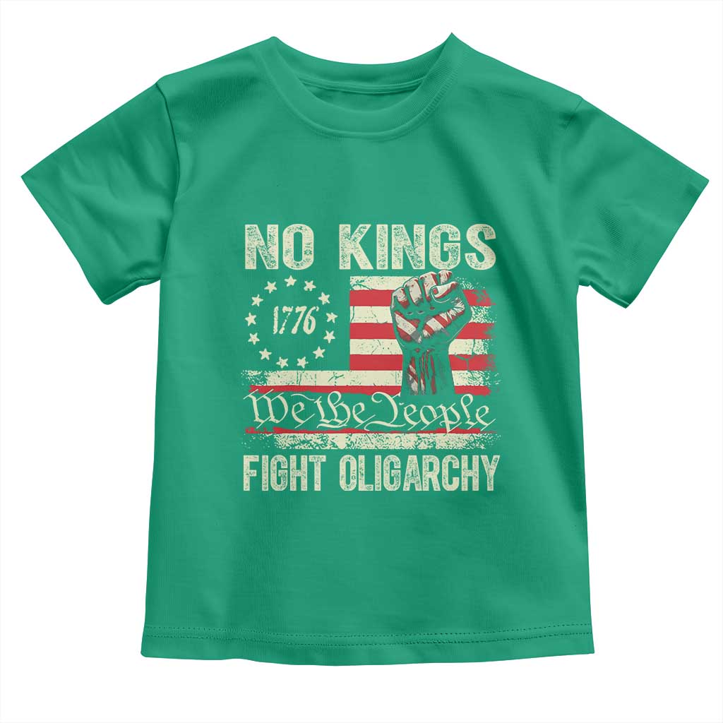 Funny No Kings Fight Oligarchy Toddler T Shirt Betsy Ross Flag Hand Fist TS11 Irish Green Print Your Wear